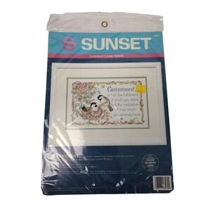 RARE Sunset CHICKADEES PLEASED WITH SPRINGS ARRIVAL Needlepoint Kit NEW # 13564